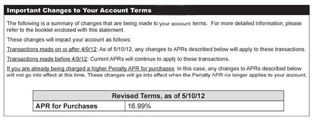 sample important changes to your account terms