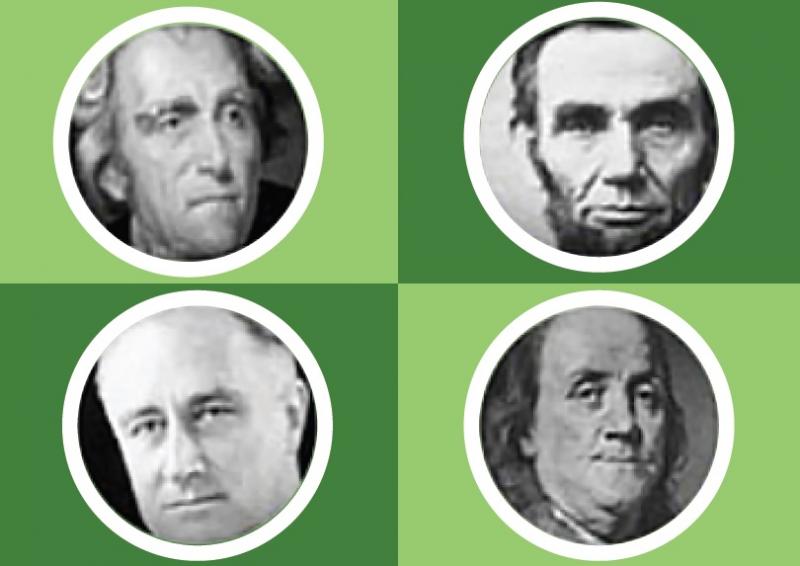 Four portraits of U.S. Presidents