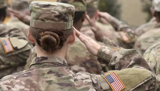 woman soldier saluting