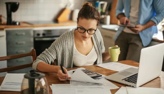 woman paying bills