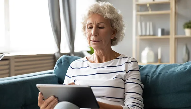 woman on tablet