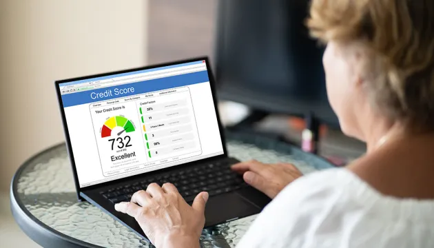 woman checking credit score